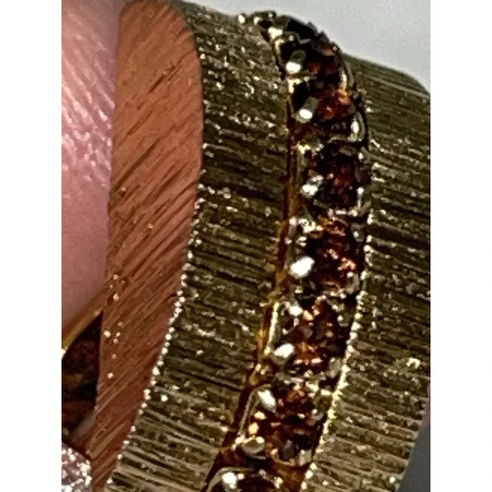 Sarah‎ Coventry ?   Rhinestone Cufflinks and Tie Clip Brushed Gold 3pc